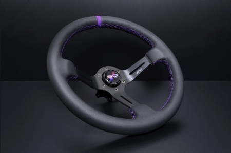 DND Performance 350MM Leather Race Wheel – Purple Stitch